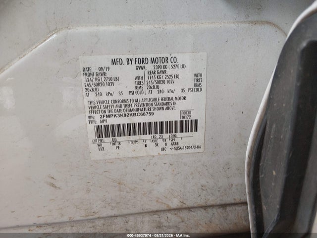 Ford Edge Titanium 2019 2FMPK3K92KBC68759 Image 9