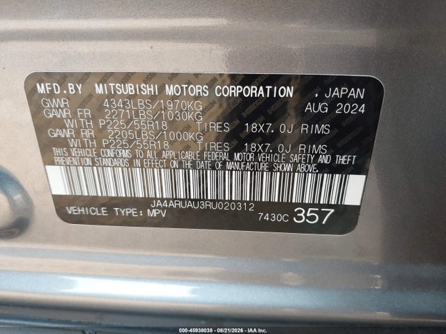 Продаж на аукціоні авто 2024 Mitsubishi Outlander Sport 2.0 Trail Edition Awc, vin: JA4ARUAU3RU020312, номер лоту: 45938038