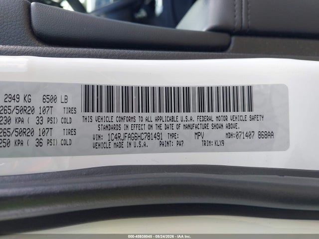 Продаж на аукціоні авто 2017 Jeep Grand Cherokee Altitude, vin: 1C4RJFAG6HC781491, номер лоту: 45938045