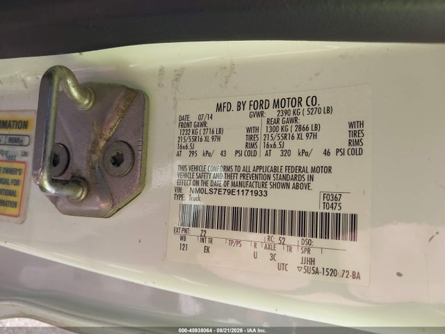 45938064 :رقم المزاد ، NM0LS7E79E1171933 vin ، 2014 Ford Transit Connect Xl مزاد بيع