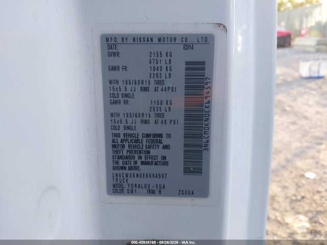 3N6CM0KN0EK694597 Nissan NV200 SV