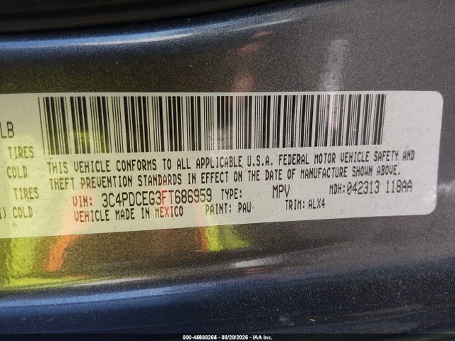 Aukcja sprzedaży 2015 Dodge Journey R/t, vin: 3C4PDCEG3FT686959, numer aukcji: 45938265