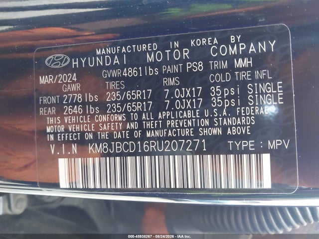 Hyundai Tucson Hybrid Blue 2024 KM8JBCD16RU207271 Image 9