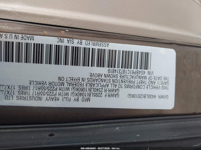 Продажа на аукционе авто 2008 Subaru Outback 2.5i/2.5i L.l. Bean Edition, vin: 4S4BP61C187314819, номер лота: 45938403