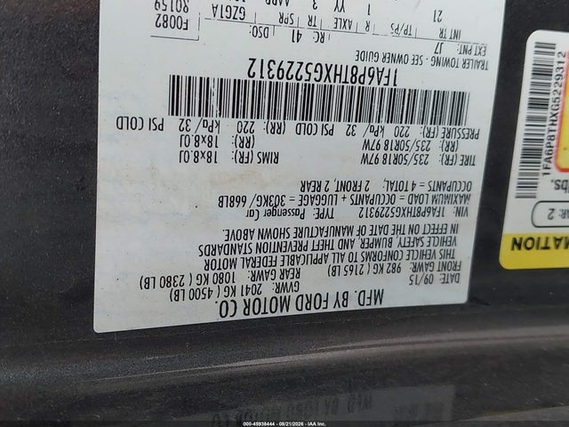 45938444 :رقم المزاد ، 1FA6P8THXG5229312 vin ، 2016 Ford Mustang Ecoboost مزاد بيع