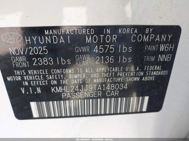 KMHL24JJ9TA148034 Hyundai Sonata Hybrid Blue