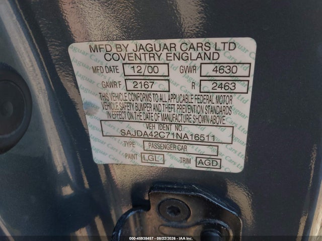 Продажа на аукционе авто 2001 Jaguar Xk8, vin: SAJDA42C71NA16511, номер лота: 45938457