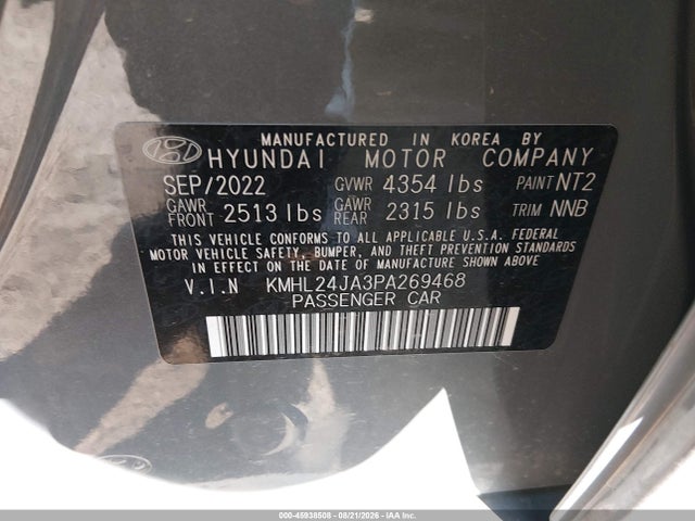 Aukcja sprzedaży 2023 Hyundai Sonata Se, vin: KMHL24JA3PA269468, numer aukcji: 45938508