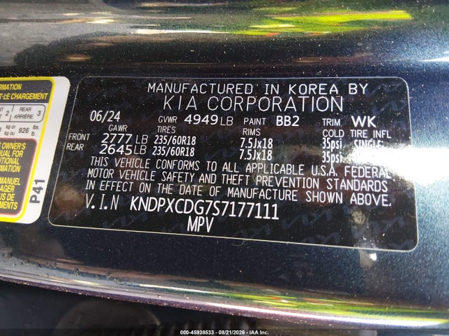 45938533 :رقم المزاد ، KNDPXCDG7S7177111 vin ، 2025 Kia Sportage Hybrid Sx-prestige مزاد بيع