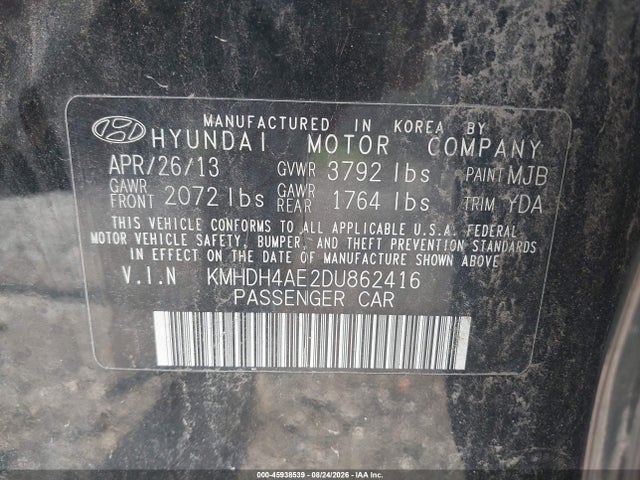 Продажа на аукционе авто 2013 Hyundai Elantra Gls, vin: KMHDH4AE2DU862416, номер лота: 45938539
