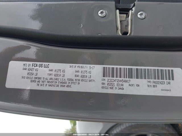 45938580 :رقم المزاد ، 2C3CDXFG5HH540017 vin ، 2017 Dodge Charger Se Awd مزاد بيع