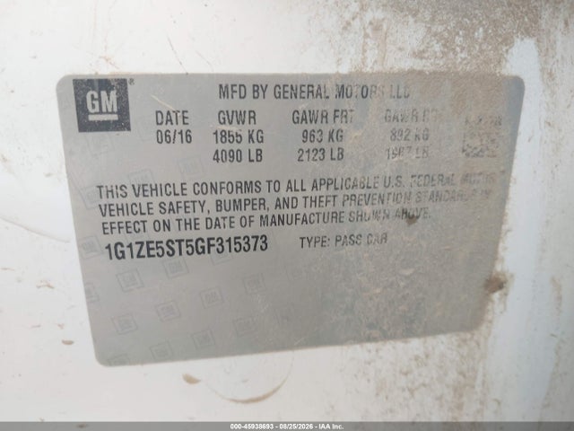 Aukcja sprzedaży 2016 Chevrolet Malibu 1lt, vin: 1G1ZE5ST5GF315373, numer aukcji: 45938693