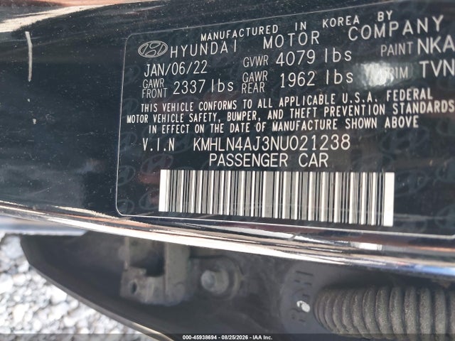 2022 Hyundai Elantra Hybrid Limited მანქანა იყიდება აუქციონზე, vin: KMHLN4AJ3NU021238, აუქციონის ნომერი: 45938694