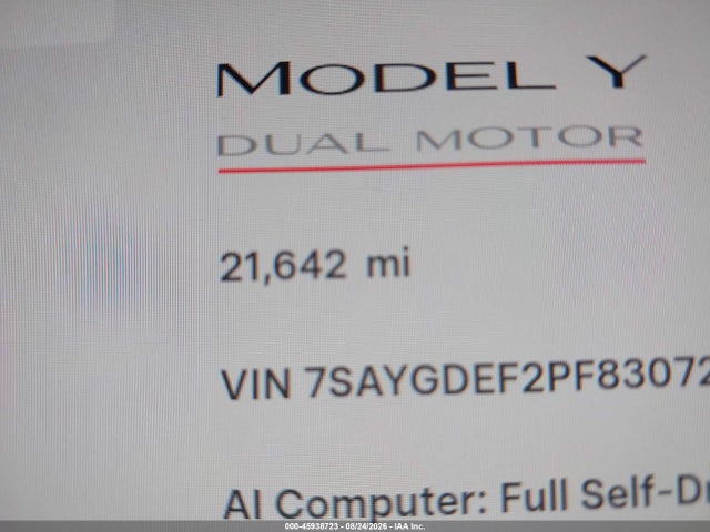 Продаж на аукціоні авто 2023 Tesla Model Y Performance Dual Motor All-wheel Drive, vin: 7SAYGDEF2PF830724, номер лоту: 45938723