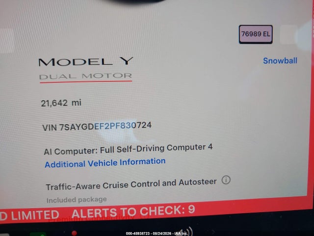 Продаж на аукціоні авто 2023 Tesla Model Y Performance Dual Motor All-wheel Drive, vin: 7SAYGDEF2PF830724, номер лоту: 45938723
