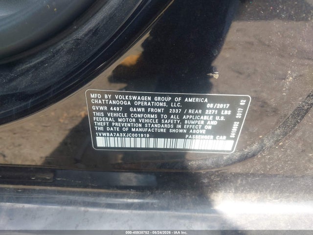 Продаж на аукціоні авто 2018 Volkswagen Passat 2.0t Se, vin: 1VWBA7A3XJC001919, номер лоту: 45938752