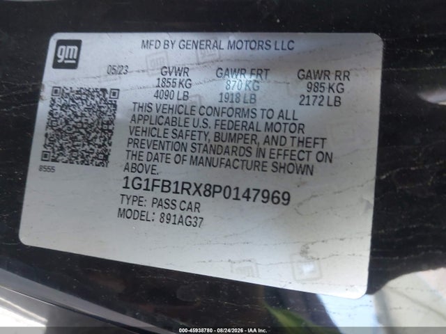 1G1FB1RX8P0147969 Chevrolet Camaro Rwd 1lt