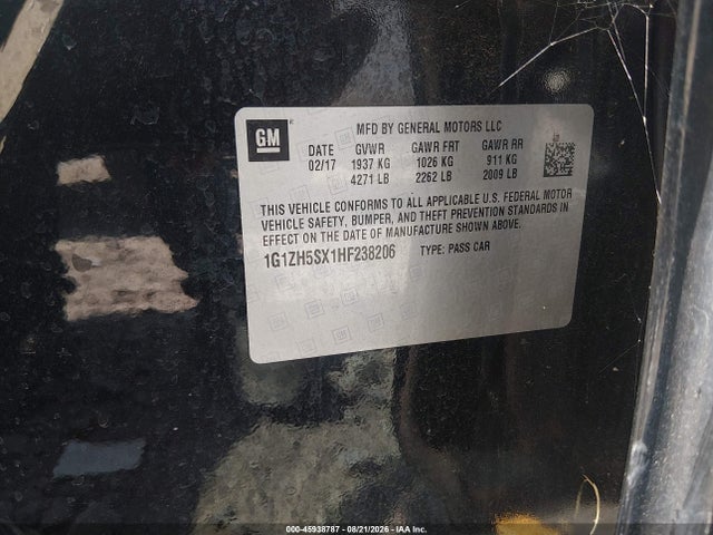 Продаж на аукціоні авто 2017 Chevrolet Malibu Premier, vin: 1G1ZH5SX1HF238206, номер лоту: 45938787