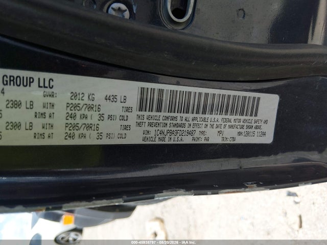 45938797 :رقم المزاد ، 1C4NJPBA3FD219487 vin ، 2015 Jeep Patriot Sport مزاد بيع