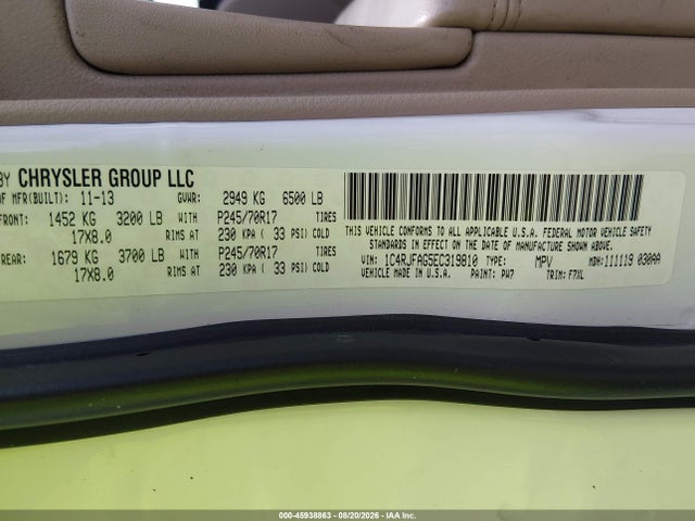Aukcja sprzedaży 2014 Jeep Grand Cherokee Laredo, vin: 1C4RJFAG5EC319810, numer aukcji: 45938863