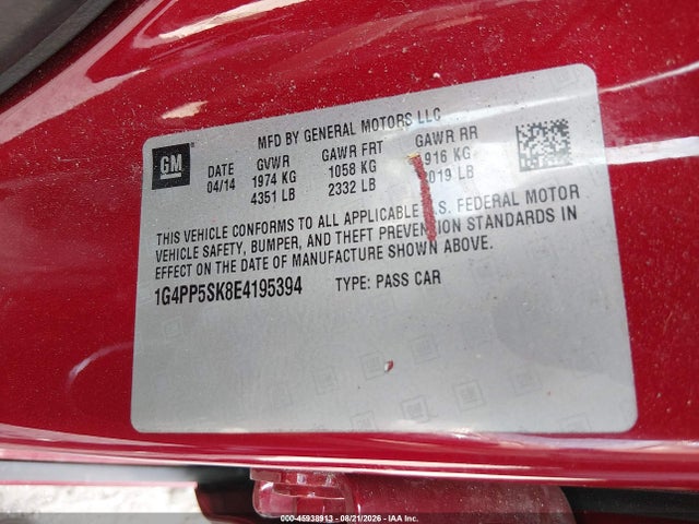 Buick Verano 2014 1G4PP5SK8E4195394 Image 9