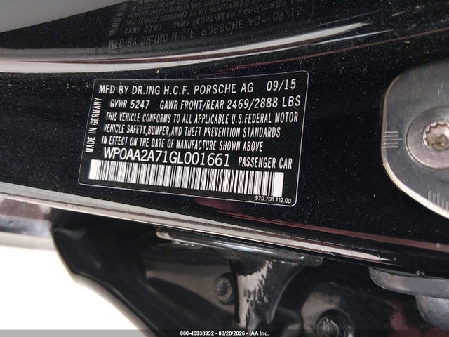 45938932 :رقم المزاد ، WP0AA2A71GL001661 vin ، 2016 Porsche Panamera 4 مزاد بيع