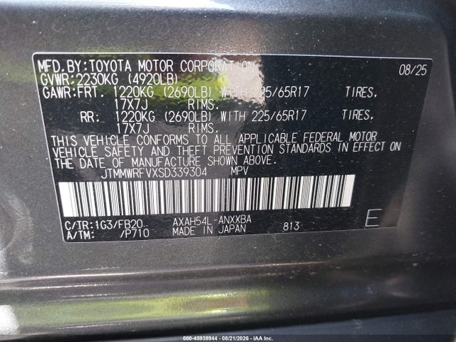 Продаж на аукціоні авто 2025 Toyota Rav4 Hybrid Le, vin: JTMMWRFVXSD339304, номер лоту: 45938944