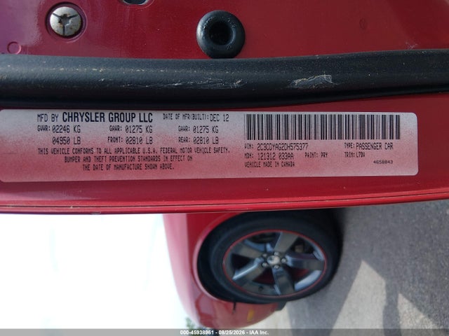 45938961 :رقم المزاد ، 2C3CDYAG2DH575377 vin ، 2013 Dodge Challenger Sxt مزاد بيع