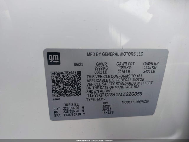 Aukcja sprzedaży 2021 Cadillac Xt6 Fwd Premium Luxury, vin: 1GYKPCRS1MZ226859, numer aukcji: 45938975