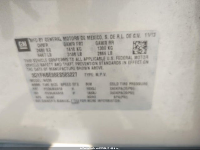 Продажа на аукционе авто 2014 Cadillac Srx Luxury Collection, vin: 3GYFNBE38ES583227, номер лота: 45939004