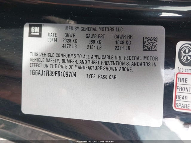 Продажа на аукционе авто 2015 Cadillac Ats Performance, vin: 1G6AJ1R39F0109704, номер лота: 45939100