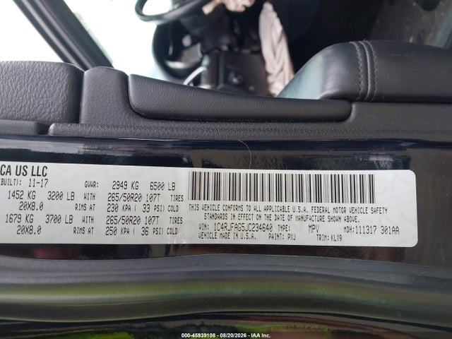 45939108 :رقم المزاد ، 1C4RJFAG5JC234640 vin ، 2018 Jeep Grand Cherokee Altitude 4x4 مزاد بيع
