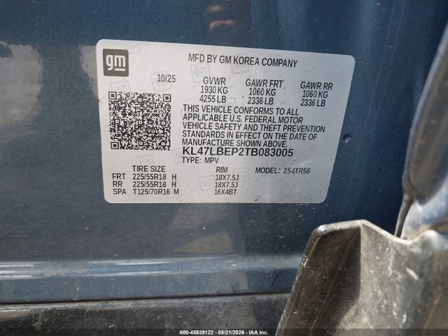 2026 Buick Envista Sport Touring Fwd მანქანა იყიდება აუქციონზე, vin: KL47LBEP2TB083005, აუქციონის ნომერი: 45939122