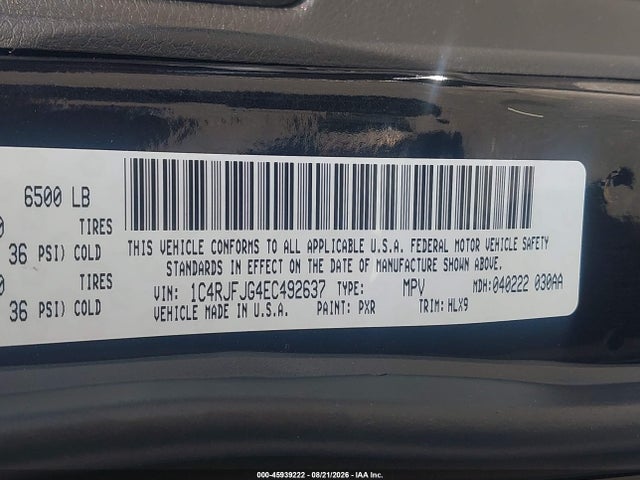 Продаж на аукціоні авто 2014 Jeep Grand Cherokee Summit, vin: 1C4RJFJG4EC492637, номер лоту: 45939222