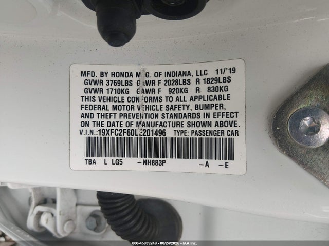 Honda Civic Lx 2020 19XFC2F60LE201496 Image 9