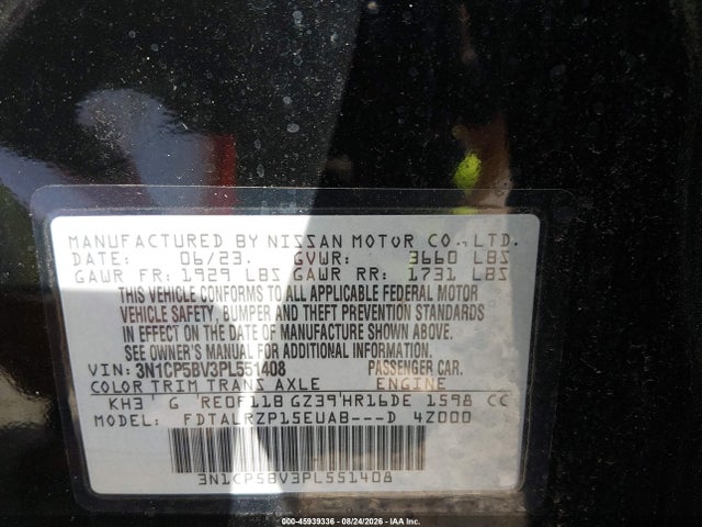 Продаж на аукціоні авто 2023 Nissan Kicks S Xtronic Cvt, vin: 3N1CP5BV3PL551408, номер лоту: 45939336