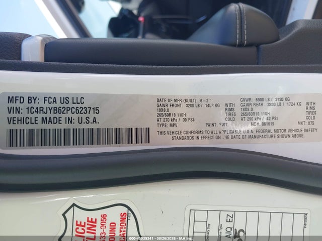 2023 Jeep Grand Cherokee 4xe მანქანა იყიდება აუქციონზე, vin: 1C4RJYB62PC623715, აუქციონის ნომერი: 45939341