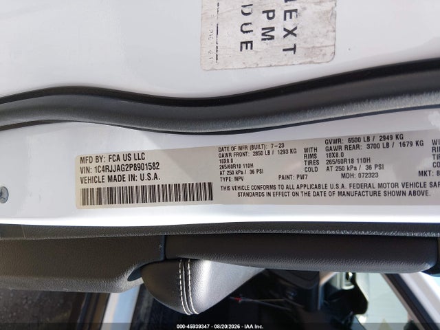 Aukcja sprzedaży 2023 Jeep Grand Cherokee L Laredo 4x2, vin: 1C4RJJAG2P8901582, numer aukcji: 45939347