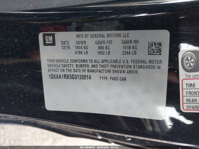 Продажа на аукционе авто 2016 Cadillac Ats Standard, vin: 1G6AA1RX5G0130814, номер лота: 45939418