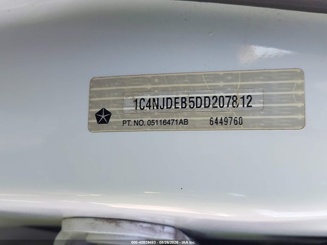 2013 Jeep Compass Latitude მანქანა იყიდება აუქციონზე, vin: 1C4NJDEB5DD207812, აუქციონის ნომერი: 45939483