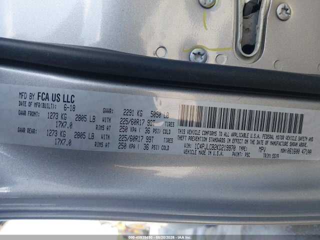 2019 Jeep Cherokee Latitude Fwd მანქანა იყიდება აუქციონზე, vin: 1C4PJLCB2KD219970, აუქციონის ნომერი: 45939490