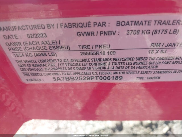Boat Mate Tandem Axle 2023 5A7BB2529PT006189 Image 9