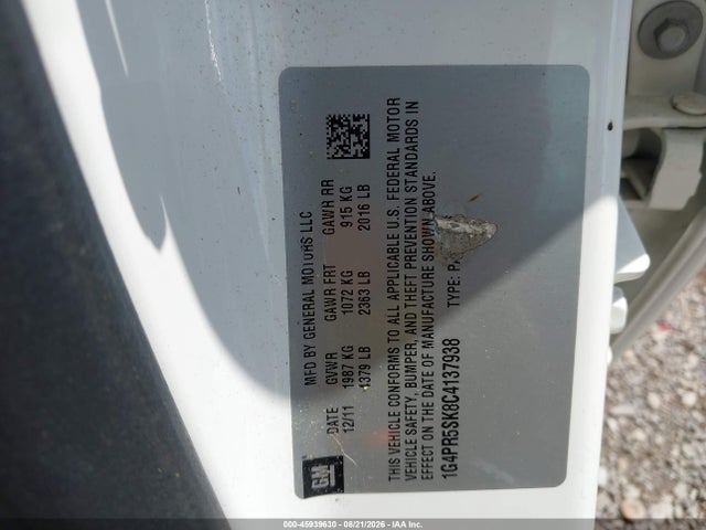 Продажа на аукционе авто 2012 Buick Verano Convenience Group, vin: 1G4PR5SK8C4137938, номер лота: 45939630