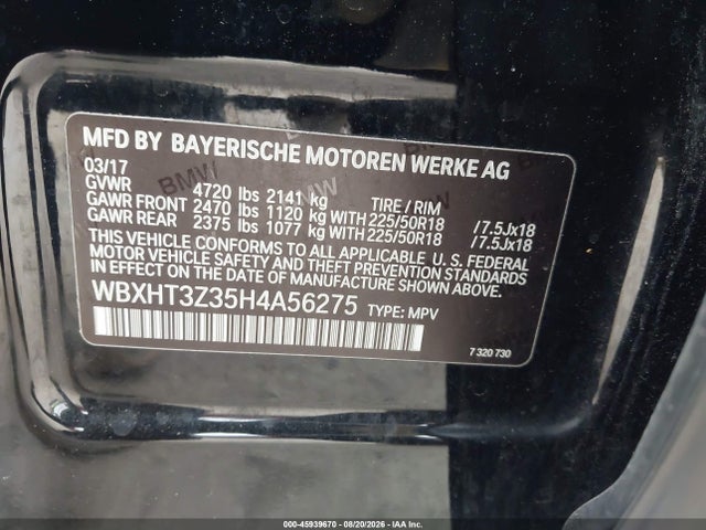 Продажа на аукционе авто 2017 Bmw X1 Xdrive28i, vin: WBXHT3Z35H4A56275, номер лота: 45939670