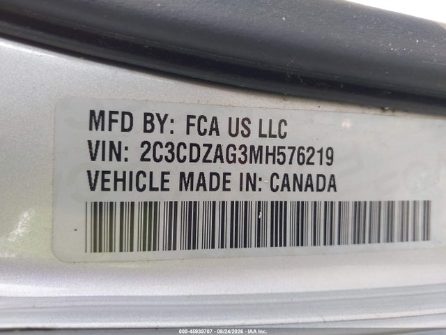 Aukcja sprzedaży 2021 Dodge Challenger Sxt, vin: 2C3CDZAG3MH576219, numer aukcji: 45939707