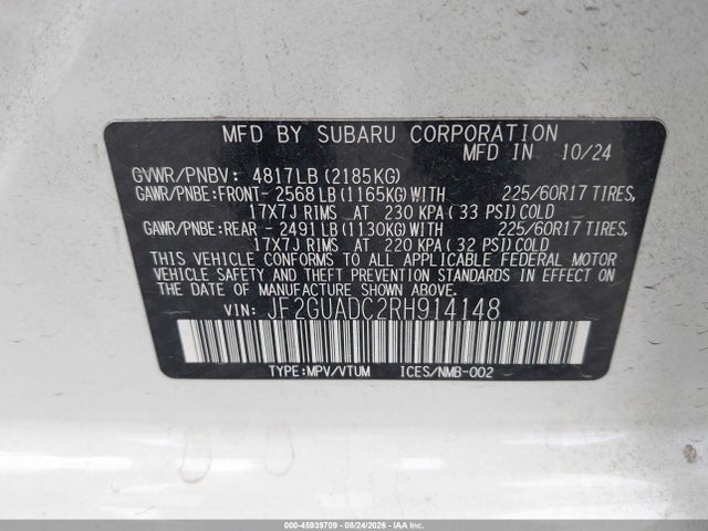 JF2GUADC2RH914148 Subaru Crosstrek Premium