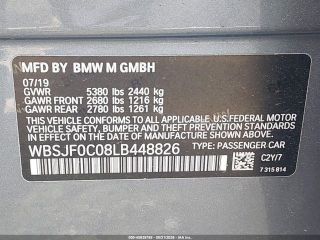 Продажа на аукционе авто 2020 Bmw M5 Competition, vin: WBSJF0C08LB448826, номер лота: 45939768