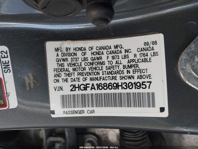 Aukcja sprzedaży 2009 Honda Civic Ex, vin: 2HGFA16869H301957, numer aukcji: 45939769