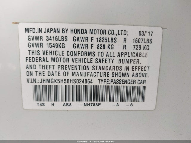 Honda FIT LX 2017 JHMGK5H56HS024064 Image 9