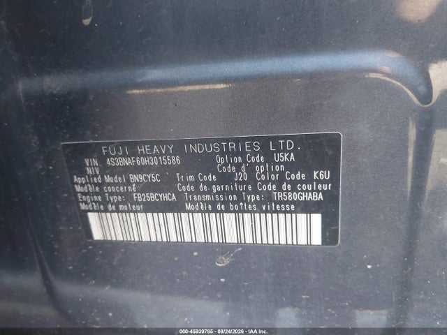 45939785 :رقم المزاد ، 4S3BNAF60H3015586 vin ، 2017 Subaru Legacy 2.5i Premium مزاد بيع